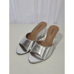 Torrid Heels Women 8.5WW  Transparent Wedge Mule Silver Open Toe  Party NWT S2